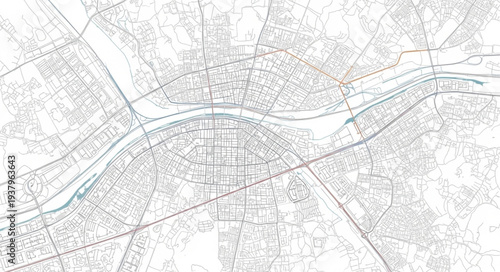 Detailed City Map Illustration Design.