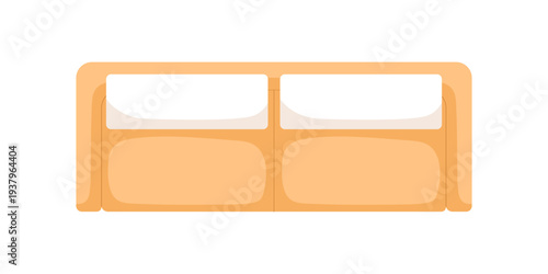 Sofa, double couch from above, top down view. Soft upholstered furniture, love seat for home living room interior design. Cozy loveseat. Flat vector illustration isolated on white background