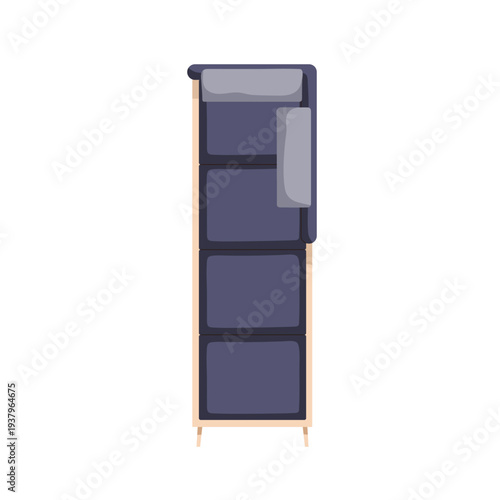 Couch, straight sofa, top down view. Comfortable living room seat, soft furniture from above. Large lounge modules with cushions, upholstery. Flat vector illustration isolated on white background