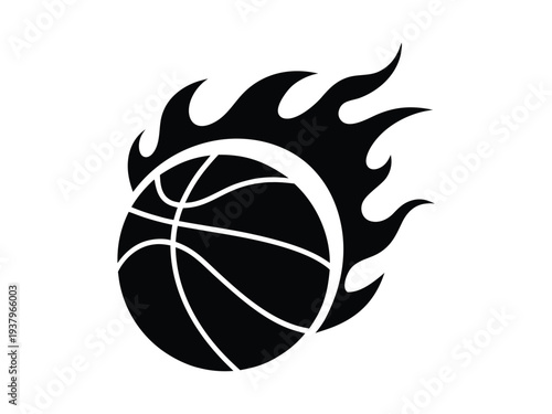 Basketball fire ball vector icon, Fire basketball ball sign and symbol, Vector illustration