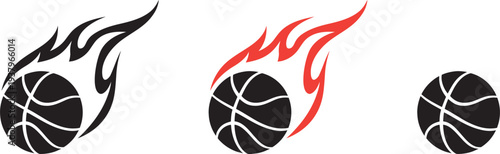 Basketball fire ball vector icon, Fire basketball ball sign and symbol, Vector illustration