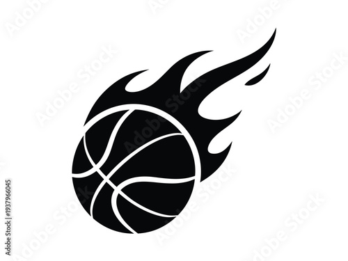Basketball fire ball vector icon, Fire basketball ball sign and symbol, Vector illustration