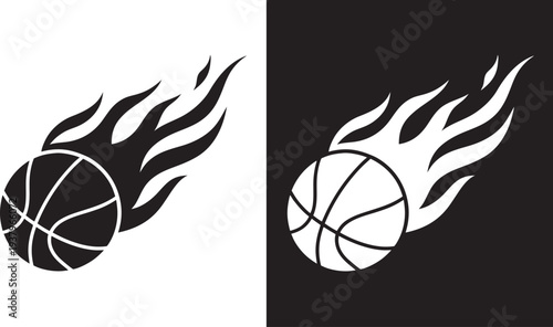 Basketball fire ball vector icon, Fire basketball ball sign and symbol, Vector illustration