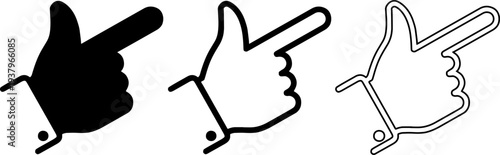 Finger Pointing Hand Gesture Icon – Direction Symbol Vector