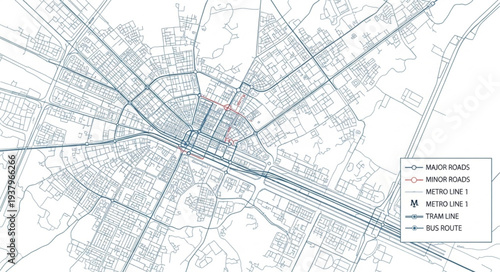 Detailed City Map with Legend.