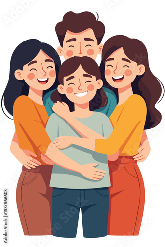 amici e amiche che si abbracciano che si vogliono bene festa compleanno anniversario o uscita tra persone amichevoli vettoriale