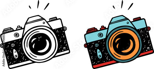 Retro Camera Icon Illustration – Photography Equipment Vector