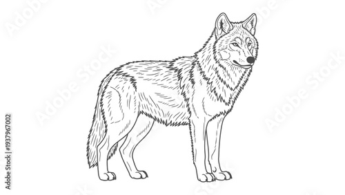 Lone Wolf Portrait: A solitary wolf, rendered in intricate detail, stands poised, exuding an aura of primal strength and independence.