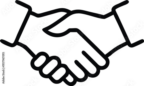 A handshake between two people in a simple line drawing style