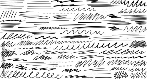 Abstract calligraphy art with various black ink strokes