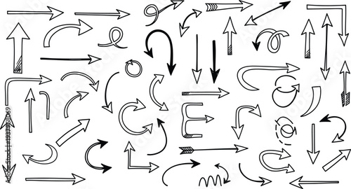 Collection of various arrows pointing in different directions