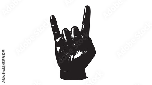 Rock Hand Sign on WHITE BACKGROUND – Devil Horns Gesture Vector Icon