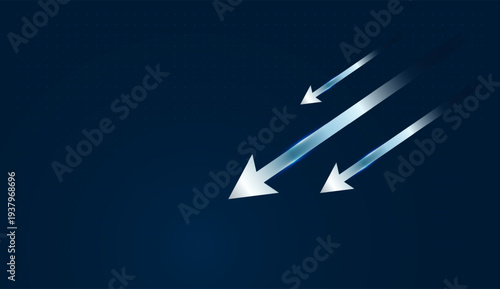 Moving Down of Multiple bright blue arrows surge diagonally and Multiple arrows cascade down diagonally, capturing a dramatic downturn in technology-focused finance sectors vector