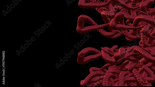 red beads on black background