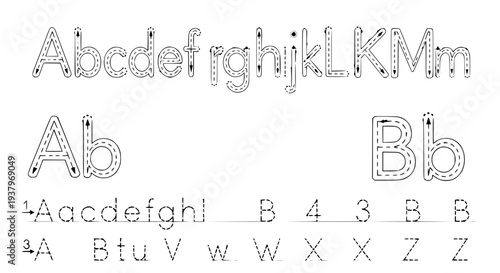 English alphabet tracing practice worksheet letters A–B dot tracing for kindergarten children