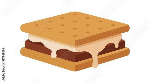 An isolated vector illustration of a delicious campfire s'more, perfect for summer outdoor recreation promotions and sweet dessert treats