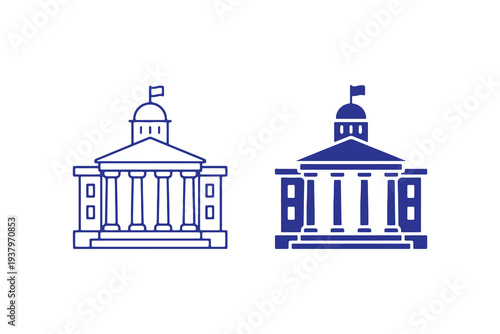 Architectural Symmetry: Two architectural illustrations, showcasing the elegant lines and structures of a stately building. The first, a linear design, offers a modern interpretation.