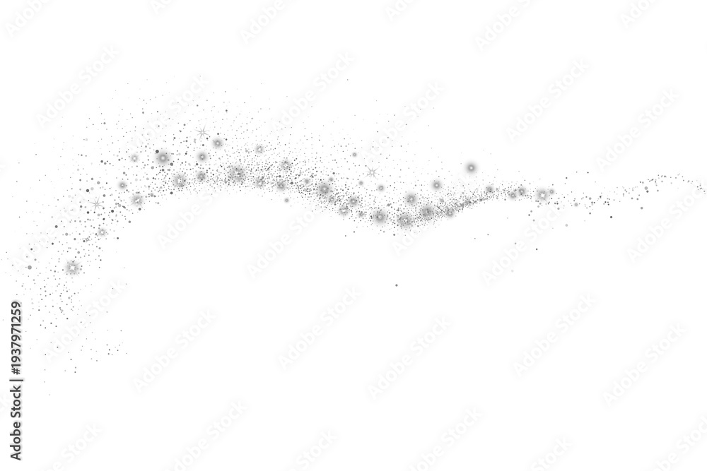 Obraz premium Silver Glitter Wave Silver Glitter shiny swirl Glittering stars with golden shimmering swirls, shiny glitter design. Magical motion, sparkling lines on a black background.depicting a silver glitter 