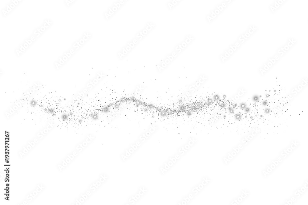 Fototapeta premium Silver Glitter Wave Silver Glitter shiny swirl Glittering stars with golden shimmering swirls, shiny glitter design. Magical motion, sparkling lines on a black background.depicting a silver glitter 
