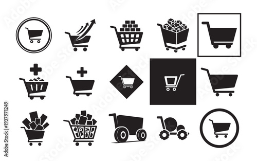 A Collection of Diverse Shopping Cart Icons Representing Various E-commerce Concepts