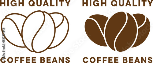 Collection of caffeine free coffee badges featuring bean and slash icons for branding