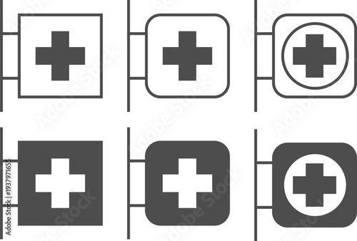 Six different medical arm patch icons are displayed, each with a plus sign