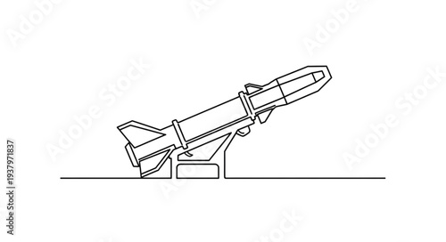 Simple Line Drawing of Missile.