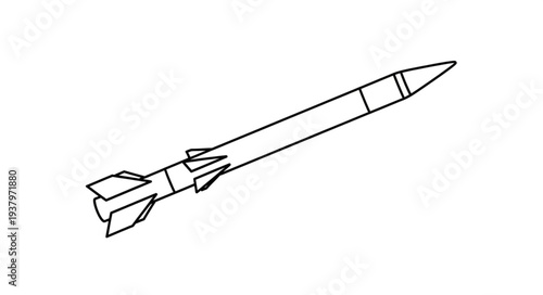 Simple Line Drawing of Missile.