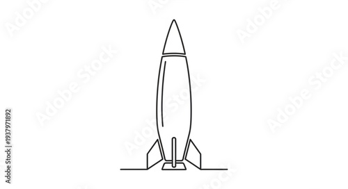 Simple Line Drawing of Rocket.