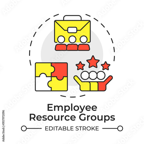 Employee resource groups multi color concept icon. Provide support and foster inclusion. Employment. Round shape line illustration. Abstract idea. Graphic design. Easy to use in promotional material