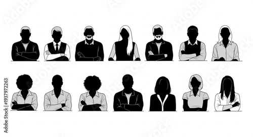 Diverse Group of People Silhouettes.