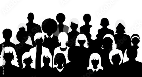 Diverse Group of People Silhouettes.