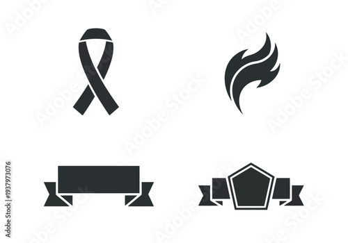 Symbolic ribbon set with awareness loop and shield banner designs for professional branding