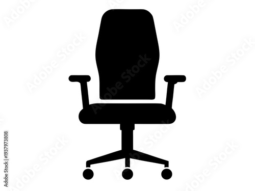 Office Chair Silhouette Vector, Modern Swivel Desk Chair Silhouette Illustration,