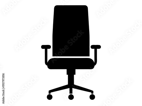 Office Chair Silhouette Vector, Modern Swivel Desk Chair Silhouette Illustration,