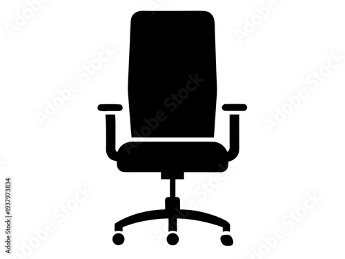 Office Chair Silhouette Vector, Modern Swivel Desk Chair Silhouette Illustration,