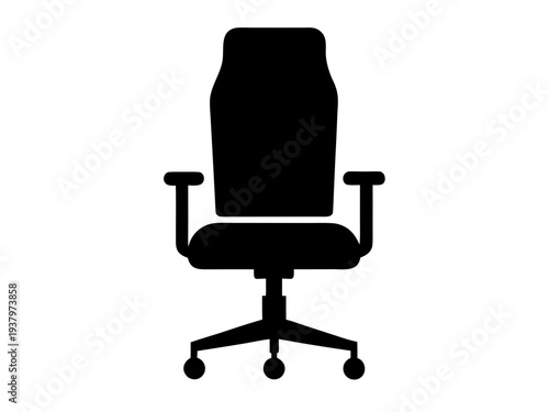 Office Chair Silhouette Vector, Modern Swivel Desk Chair Silhouette Illustration,