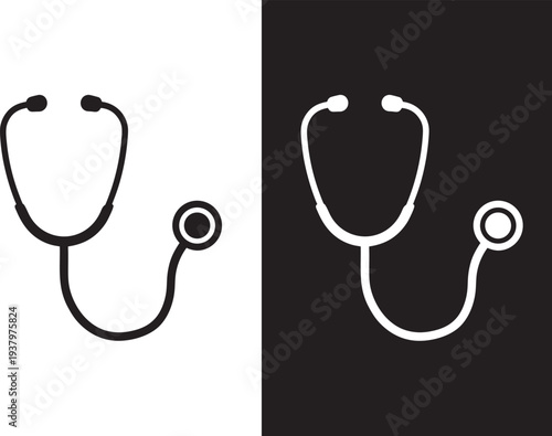 Stethoscope icon, Stethoscope logo silhouette, Nurse stethoscope Medical tools, Vector illustration
