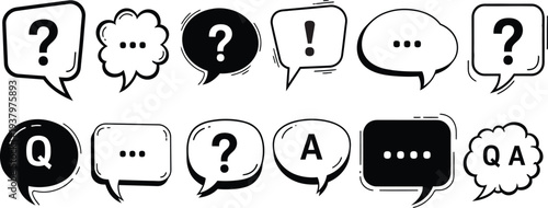 Speech bubbles and icons isolated on transparent background