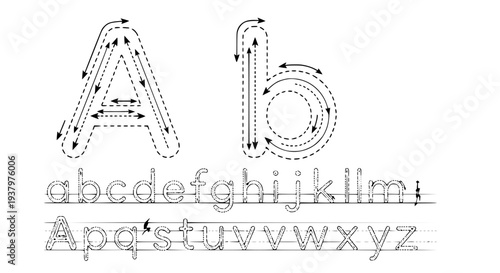Minimalist English alphabet tracing worksheet letters A–B dot practice for kindergarten vector