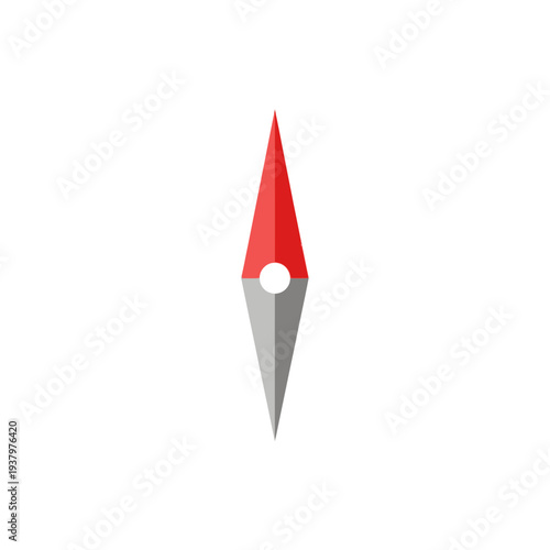 Vibrant red and grey stylized compass needle illustration, symbolizing accurate direction, strategic navigation, and essential guidance for travel, exploration, or decision-making
