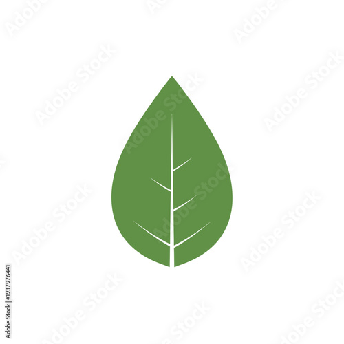 Simple yet vibrant green leaf icon illustration, embodying natural freshness, ecological balance, and organic growth, suitable for wellness and environmental themes