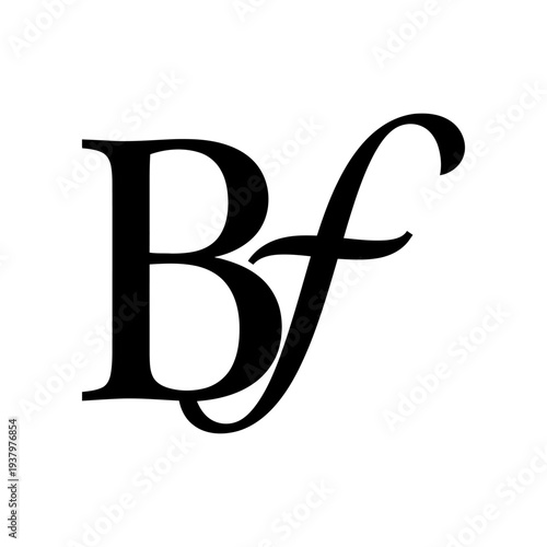 Black bold uppercase Bf letter logo design minimalist typography vector illustration