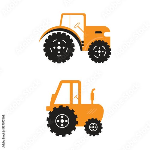 Modern Orange Agricultural Tractor Vector Illustration
