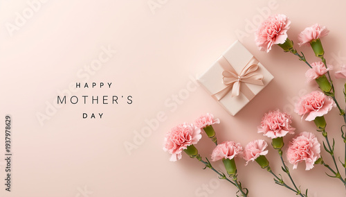 母の日のカーネーションとギフトボックス