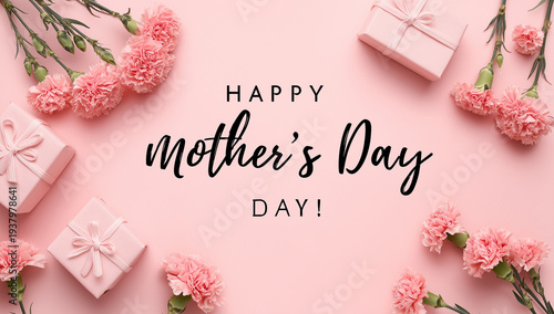 母の日のカーネーションとギフトボックス