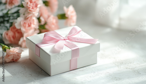 母の日のカーネーションとギフトボックス