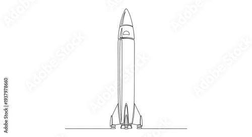 Simple Line Drawing of Rocket.