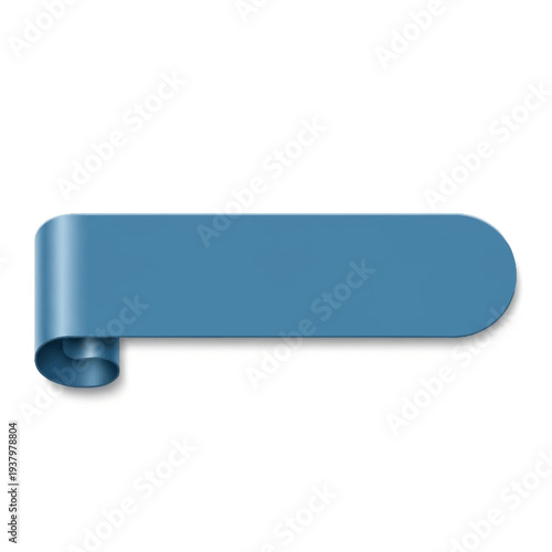 Elegant blue horizontal ribbon banner with a subtle curled end and shadow, ideal for highlighting announcements, promotions, or important textual information in various design projects