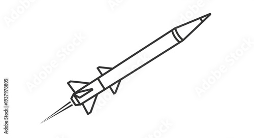 Simple Line Drawing of Rocket.